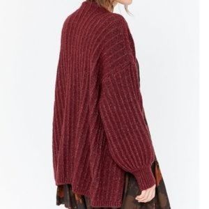 UO Ava Maroon Open Front Cardigan